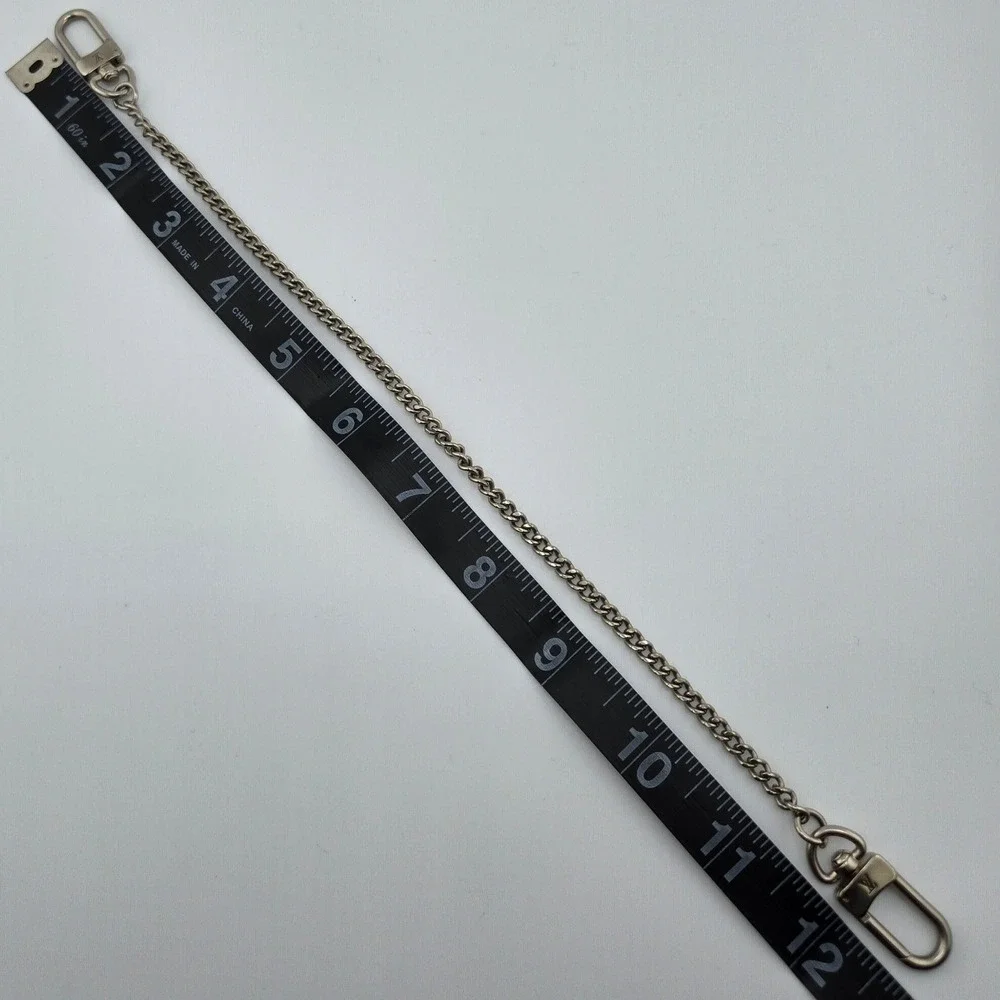 Louis Vuitton Silver Tone Wallet Chain Curb Link Dual Logo Clasps 12.5 Inch